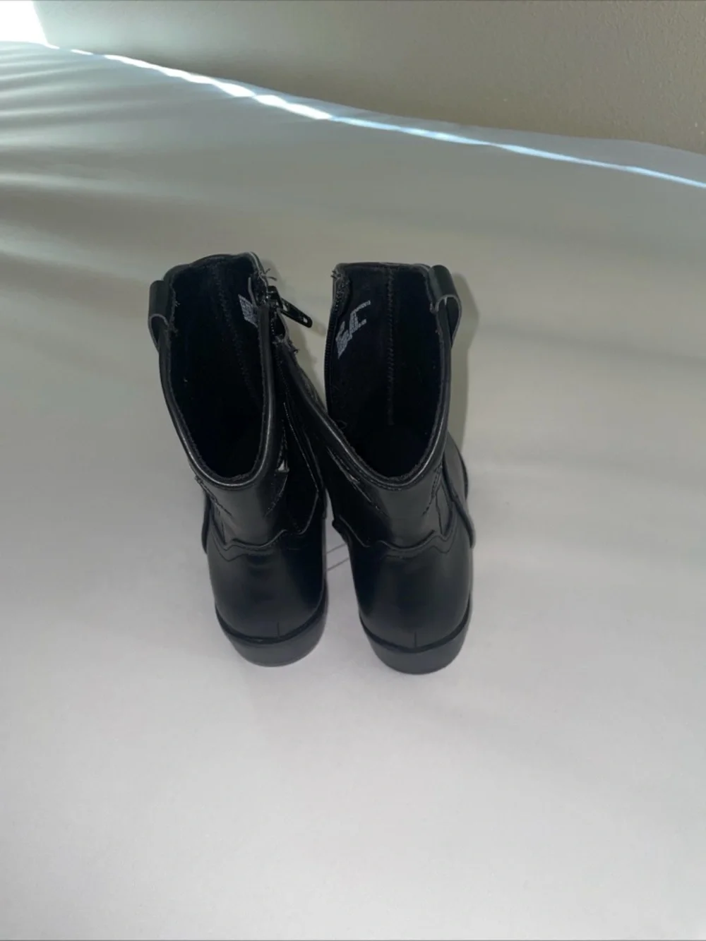 Girls‎ Western Boots Size 4 Black White Star Faux Leather Cowboy